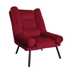 Fotel TOKIO tkanina Welur rozkładany z podnóżkiem noga metalowa