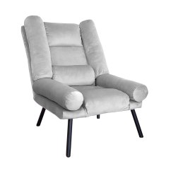 Fotel TOKIO tkanina Welur rozkładany z podnóżkiem noga metalowa