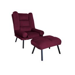 Fotel TOKIO tkanina Welur rozkładany z podnóżkiem noga metalowa