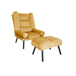 Fotel TOKIO tkanina Welur rozkładany z podnóżkiem noga metalowa