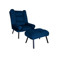 Fotel TOKIO tkanina Welur rozkładany z podnóżkiem noga metalowa