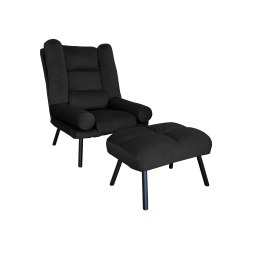 Fotel TOKIO tkanina Welur rozkładany z podnóżkiem noga metalowa