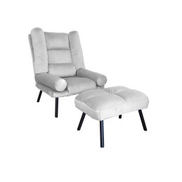 Fotel TOKIO tkanina Welur rozkładany z podnóżkiem noga metalowa