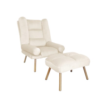 Fotel TOKIO tkanina Welur rozkładany z podnóżkiem noga metalowa