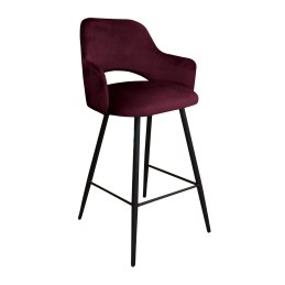 Hoker Milano krzesło barowe tkanina Welur podstawa metalowa