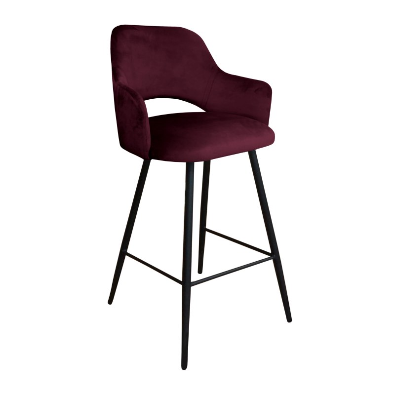 Hoker Milano krzesło barowe tkanina Welur podstawa metalowa