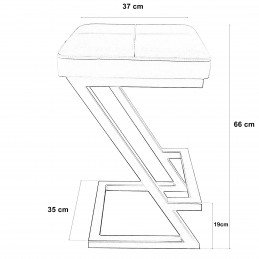 Hoker ZETA krzesło barowe tkanina Welur podstawa metalowa LOFT