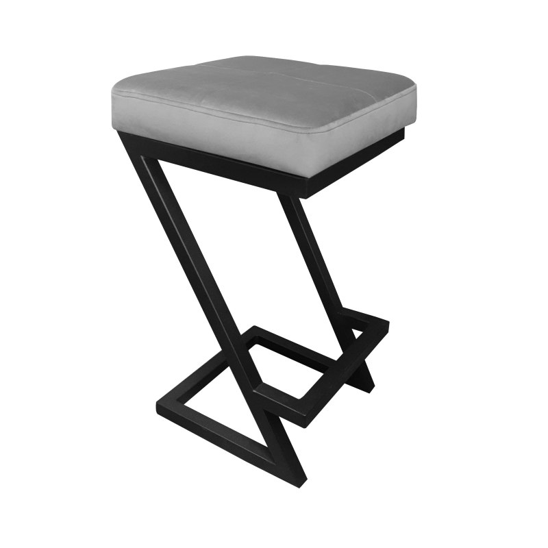 Hoker ZETA krzesło barowe tkanina Welur podstawa metalowa LOFT
