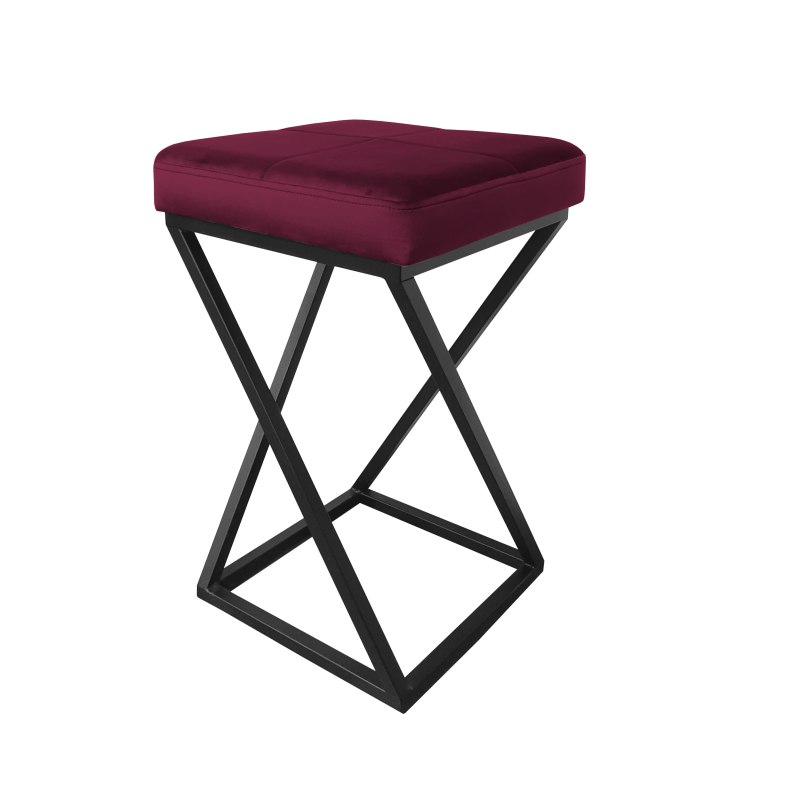 Hoker ZOA krzesło barowe tkanina Welur podstawa metalowa LOFT