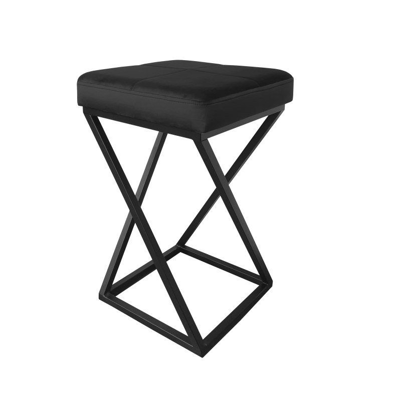 Hoker ZOA krzesło barowe tkanina Welur podstawa metalowa LOFT