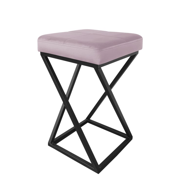 Hoker ZOA krzesło barowe tkanina Welur podstawa metalowa LOFT