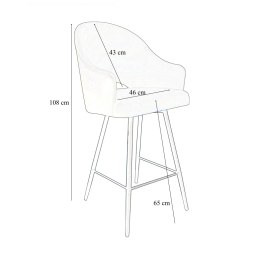 Hoker Velvet krzesło barowe welur metalowa podstawa