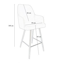 Hoker Westa krzesło barowe tkanina Welur podstawa metalowa