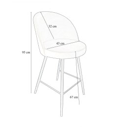 Hoker TRIX krzesło barowe tkanina Welur podstawa metalowa
