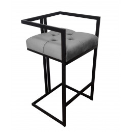 Hoker CHESTERFIELD krzesło barowe tkanina Welur podstawa metalowa