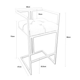 Hoker CHESTERFIELD welur z metalową podstawą