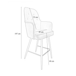 Hoker SARA krzesło barowe tkanina Vega podstawa metalowa