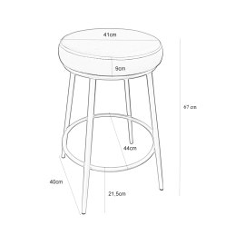 Hoker BEN krzesło barowe tkanina Welur podstawa metalowa
