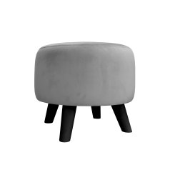 Pufa ALA tapicerowana tkanina noga drewniana