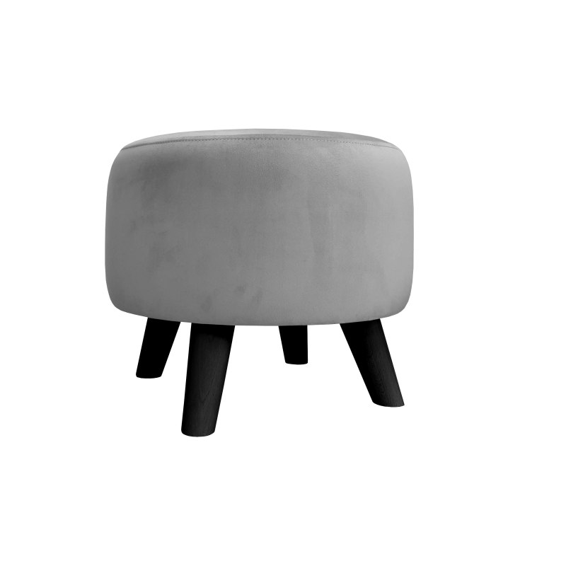 Pufa ALA tapicerowana tkanina noga drewniana