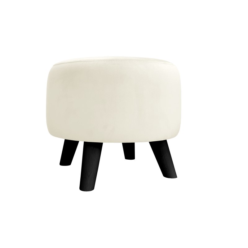 Pufa ALA tapicerowana tkanina noga drewniana