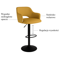 Hoker JULA obrotowy welur metalowa podstawa