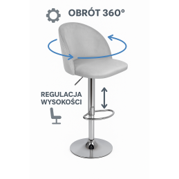Hoker SILVER obrotowy welur, metalowa podstawa