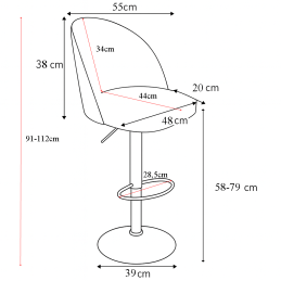 Hoker SILVER obrotowy welur, metalowa podstawa