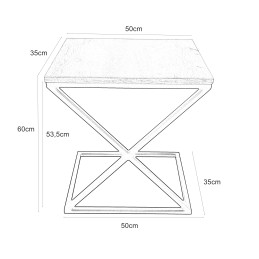 Stolik pomocniczy X boczny podstawa metalowa Loft