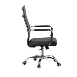 Fotel obrotowy Hugo z ekoskóry i chromowaną podstawą