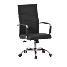 Fotel obrotowy Hugo z ekoskóry i chromowaną podstawą