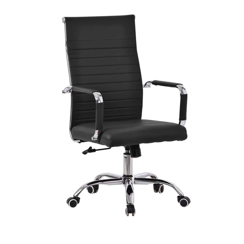 Fotel obrotowy Hugo z ekoskóry i chromowaną podstawą