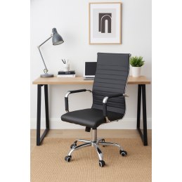 Fotel obrotowy Hugo z ekoskóry i chromowaną podstawą