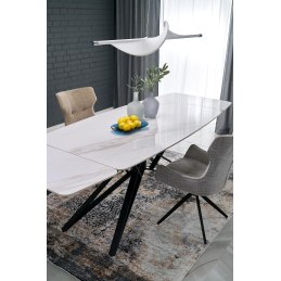 ALFREDO stół rozkładany, biały marmur / czarny