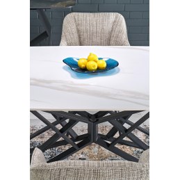 ALFREDO stół rozkładany, biały marmur / czarny