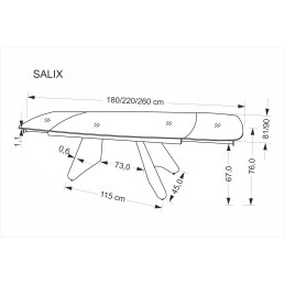 SALIX stół rozkładany, trawertyn / kaszmir