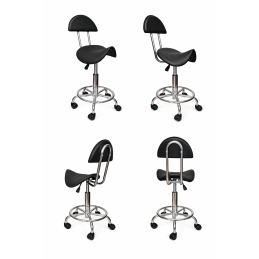 Taboret fryzjerski C-9355 czarny, regulowany, eco-skóra