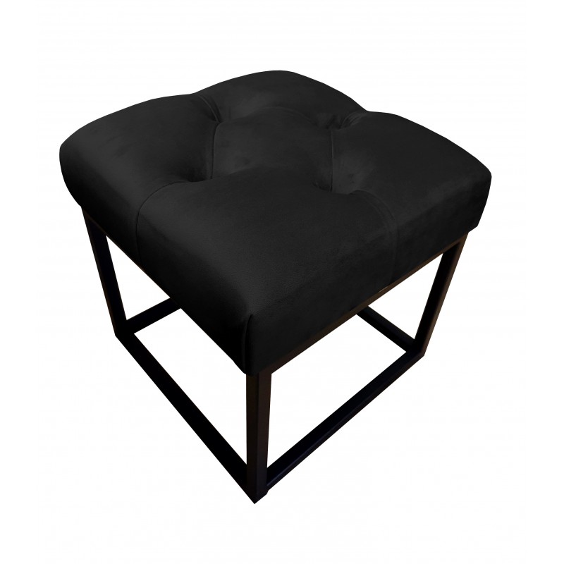Pufa CHESTERFIELD LOFT MG19 czarna – Velvet i czarny stelaż