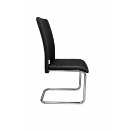 Zestaw 4 krzeseł Lotus na płozach chromowanych czarna eco skóra – nowoczesne, wygodne