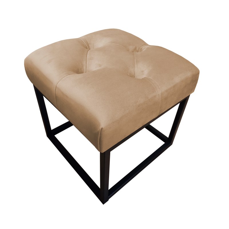 Pufa CHESTERFIELD tkanina Welur loft ławka podnóżek metal