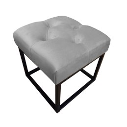 Pufa CHESTERFIELD tkanina Welur loft ławka podnóżek metal