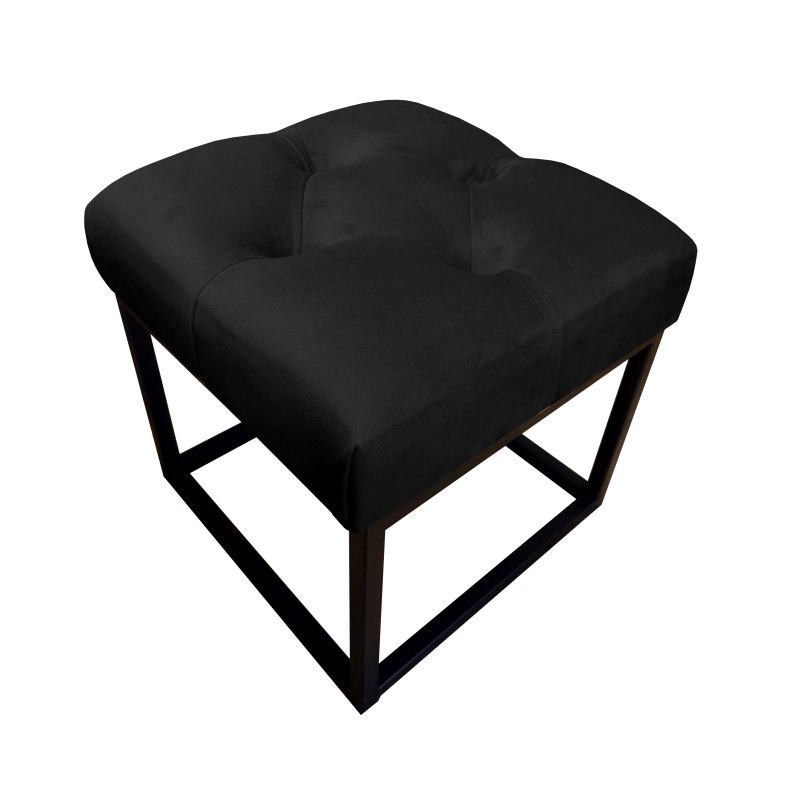 Pufa CHESTERFIELD tkanina Welur loft ławka podnóżek metal