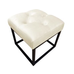 Pufa CHESTERFIELD tkanina Welur loft ławka podnóżek metal