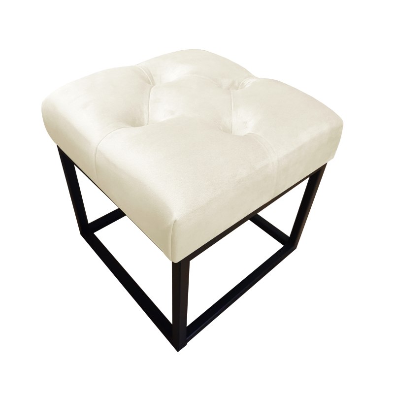 Pufa CHESTERFIELD tkanina Welur loft ławka podnóżek metal