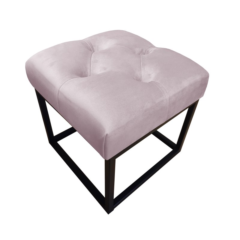 Pufa CHESTERFIELD tkanina Welur loft ławka podnóżek metal