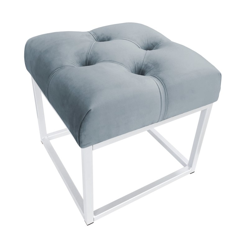 Pufa CHESTERFIELD tkanina Welur loft ławka podnóżek metal