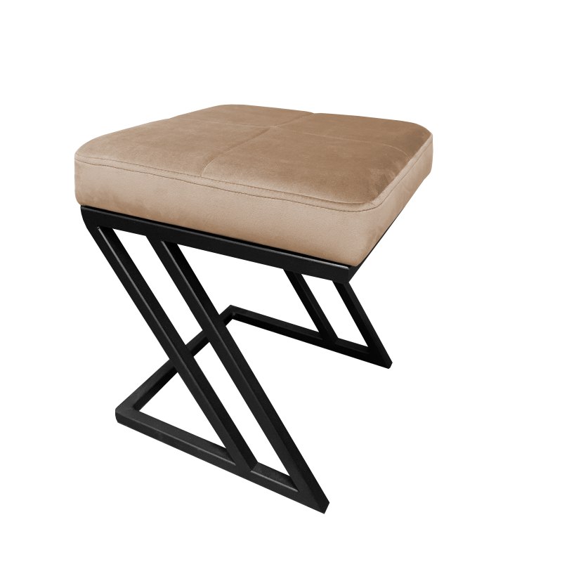 Pufa ZETA tkanina Welur loft ławka podnóżek metal