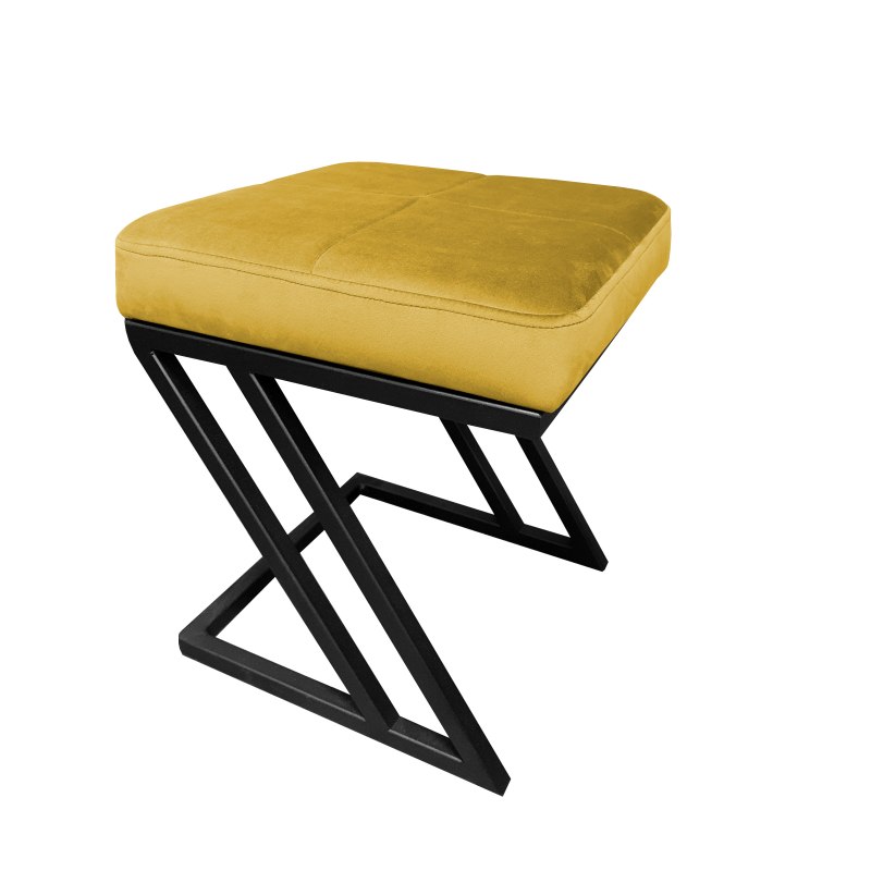 Pufa ZETA tkanina Welur loft ławka podnóżek metal