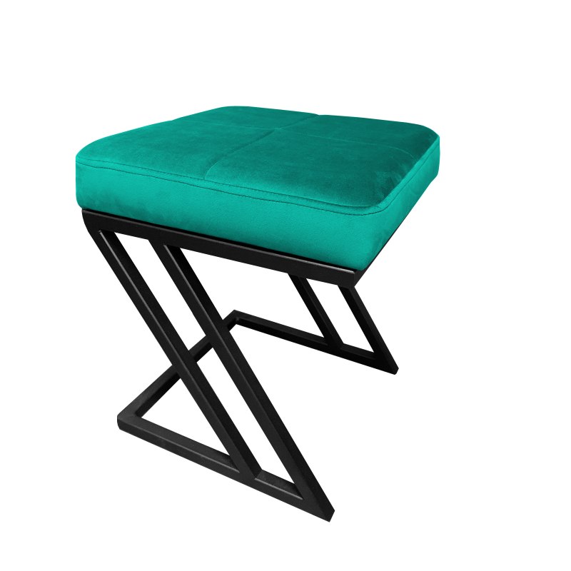 Pufa ZETA tkanina Welur loft ławka podnóżek metal