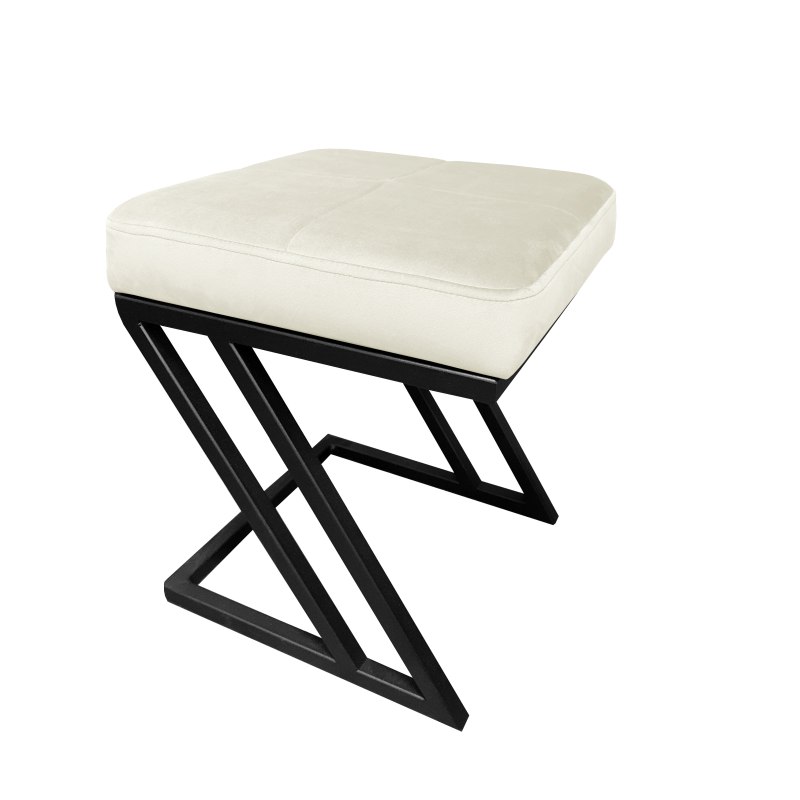 Pufa ZETA tkanina Welur loft ławka podnóżek metal